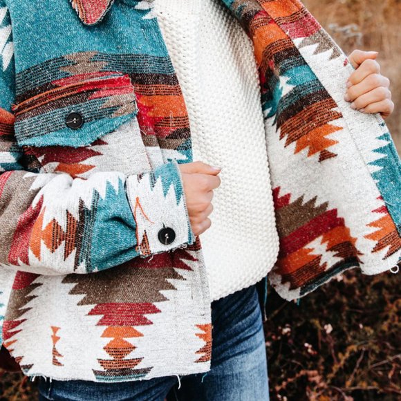 Zion Distressed Button Down Shacket - Rust - Small - Picture 2 of 7